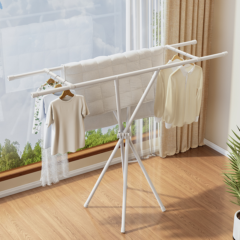 晾衣架落地可折叠卧室晾晒杆不占地家用阳台天台凉衣架晒被子神器
