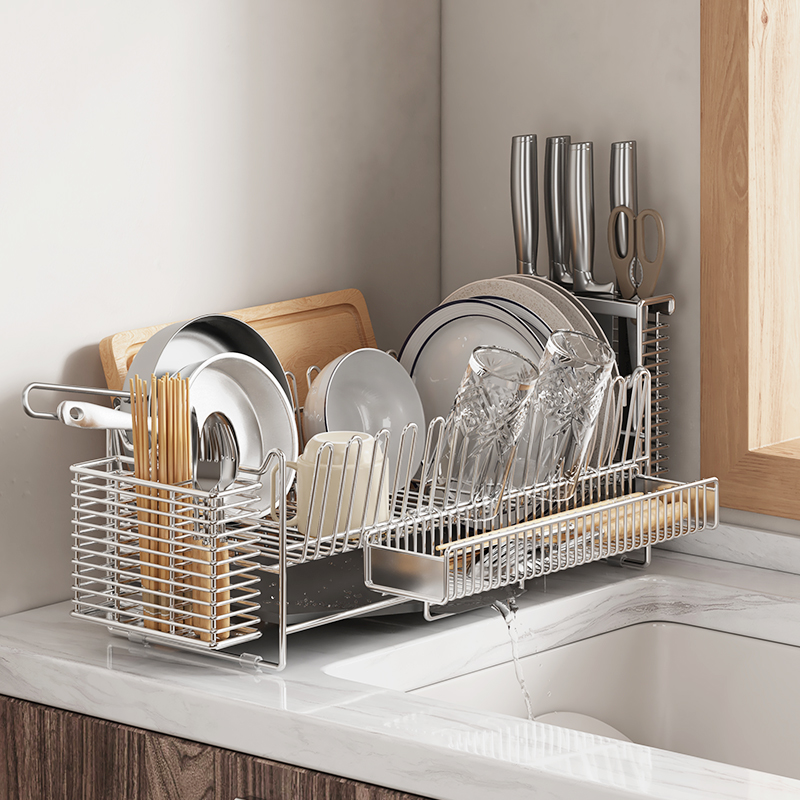 304不锈钢沥水碗盘架厨房碗碟收纳架台面放碗架筷洗碗槽置物架窄