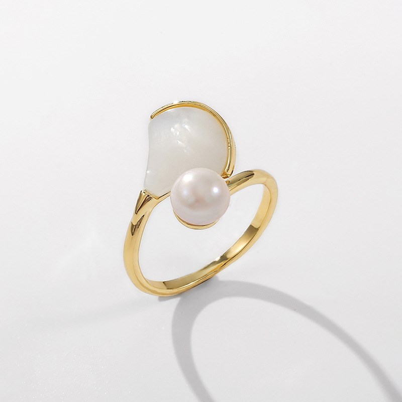 几何扇形淡水珍珠锁骨链女2023年新款潮小众个性项链耳环戒指套装