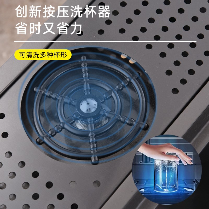 自带洗杯器隐藏式大单槽吧台奶茶店黑色不锈钢厨房洗菜盆手工水槽