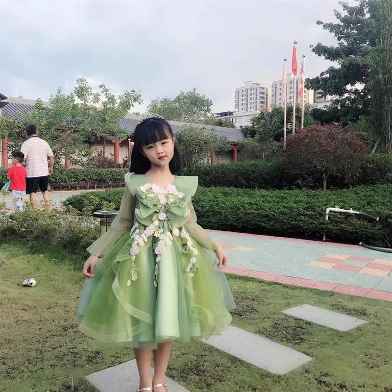 女童礼服公主裙蓬蓬裙儿童走秀主持人钢琴演出服生日花童婚纱裙春