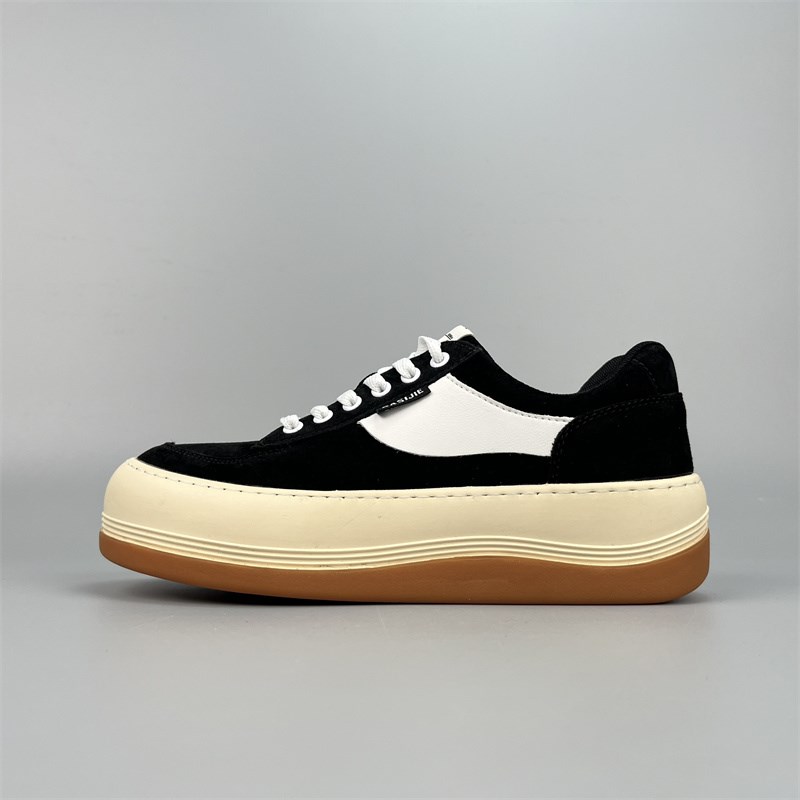 外贸高品质厚底帆布鞋男女款秋季经典低帮黑色小众面包鞋休闲板鞋