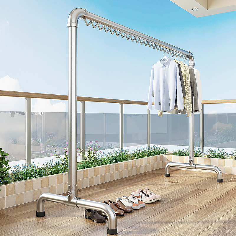 钢管晾衣架落地卧室折叠户外家用阳台挂衣服简易晒被凉衣单杆水管