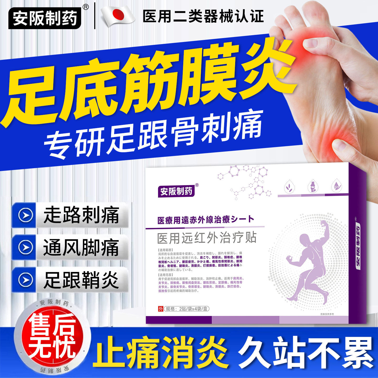 足底筋膜炎足跟贴专骨刺脚后跟疼活血用贴膏远红外理疗膏药贴ky