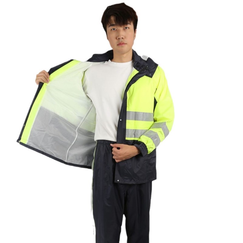 时尚雨衣雨裤套装春亚纺拼色成人男女款电动车雨披全身防暴雨