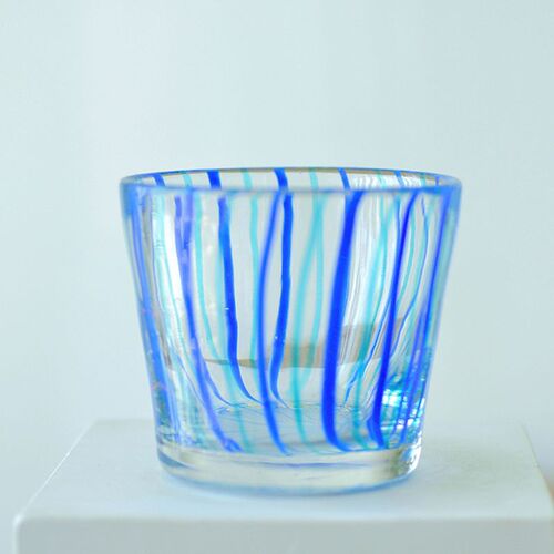 条纹图案玻璃花瓶家居客厅卧室插花装饰品花瓶摆件手工玻璃花瓶