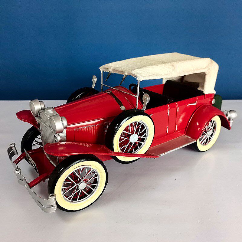 欧式复古敞篷老爷车桌面金属摆件创意汽车工艺品铁艺手工道具模型