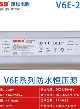 茂硕电源200W CECCC 防水恒压源无频闪防水IP67开关电源MOSOpower