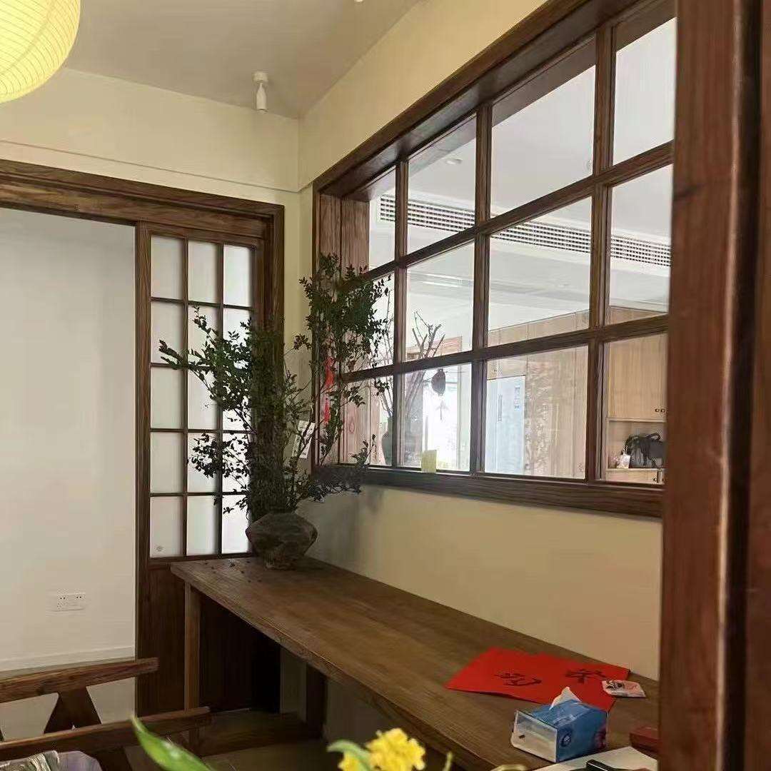 老榆木实木门窗咖啡厅民宿木质门窗框实木推拉窗折叠窗装饰门窗