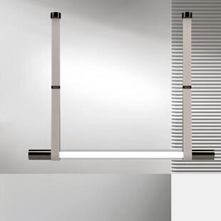 SLIVER长条皮革玻璃餐厅吊灯后现代北欧设计师吧台办公室一字吊灯