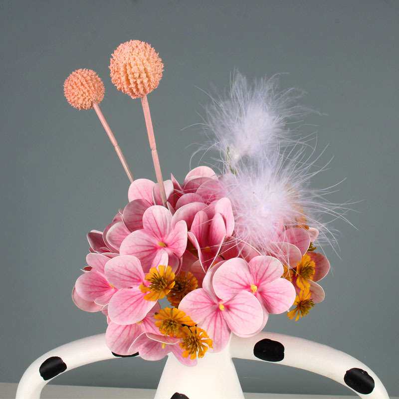 北欧现代简约黑白花器摆件样板房客厅玄关桌面装饰花瓶仿真花套装
