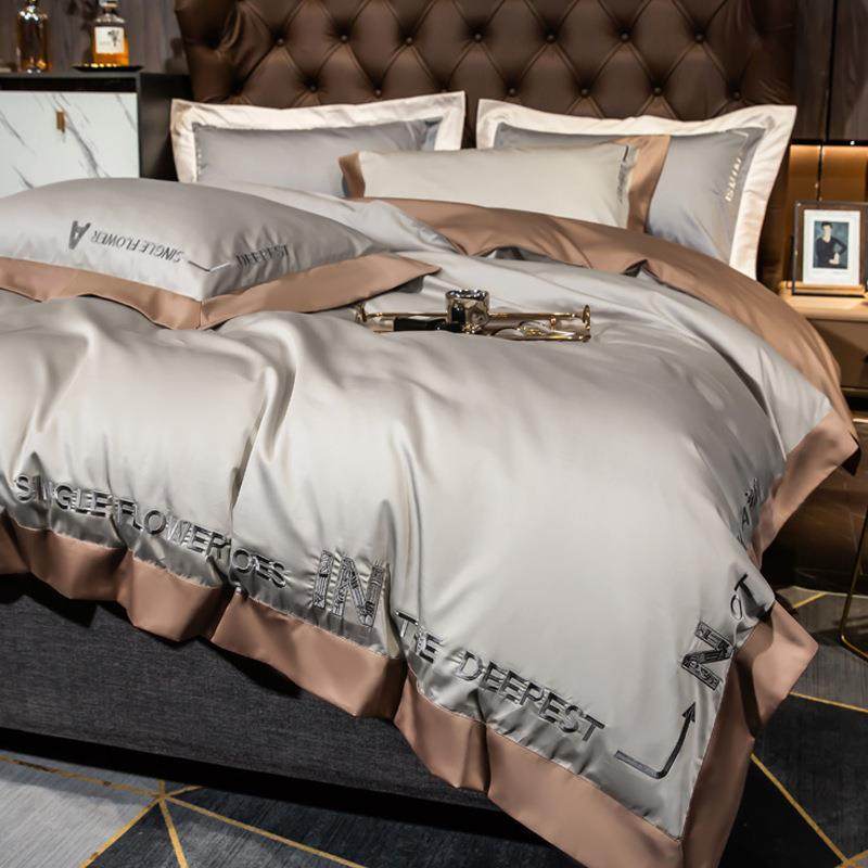 古道边100支纯棉四件套纯色刺绣长绒棉被套高档全棉裸睡床上用品,电子元器件市场,其它元器件,淘宝优惠券,粉丝福利购,淘宝优惠卷