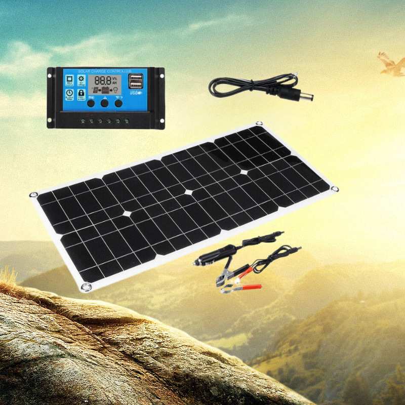 便携式25W18V光伏太阳能电池板套件车载露营房车船电池充电器