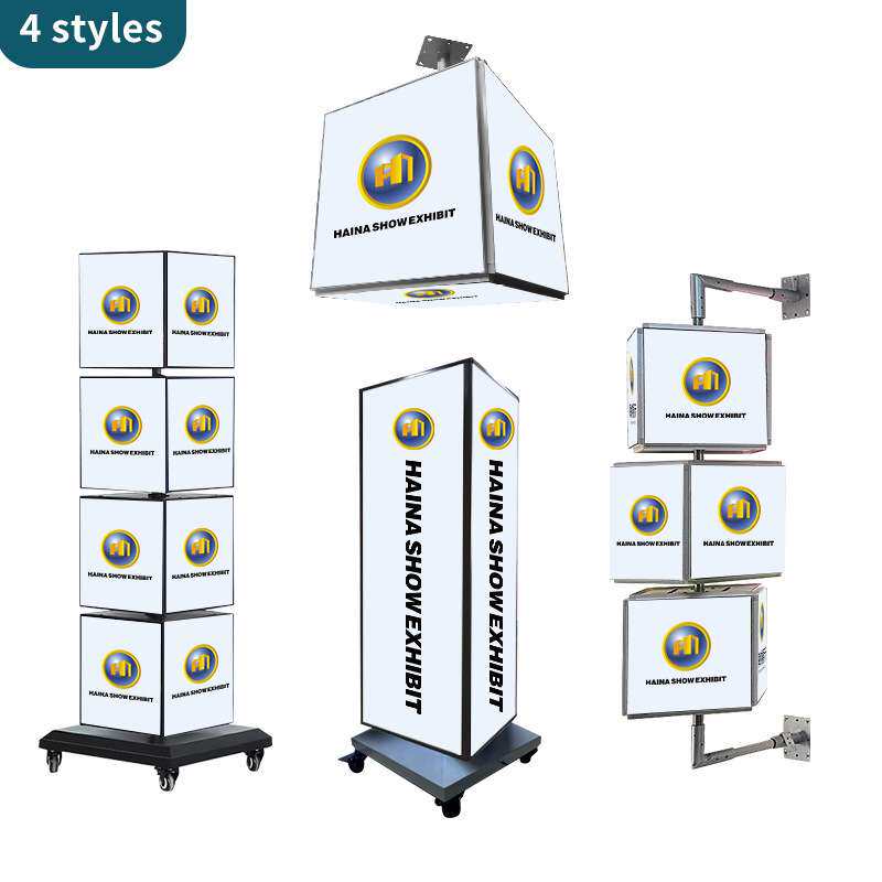 Guangzhou Vertical Rotating Light Box Mobile Four sided Squa