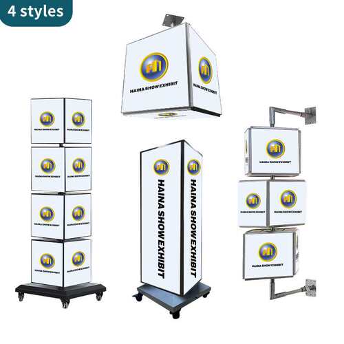 Guangzhou Vertical Rotating Light Box Mobile Four sided Squa