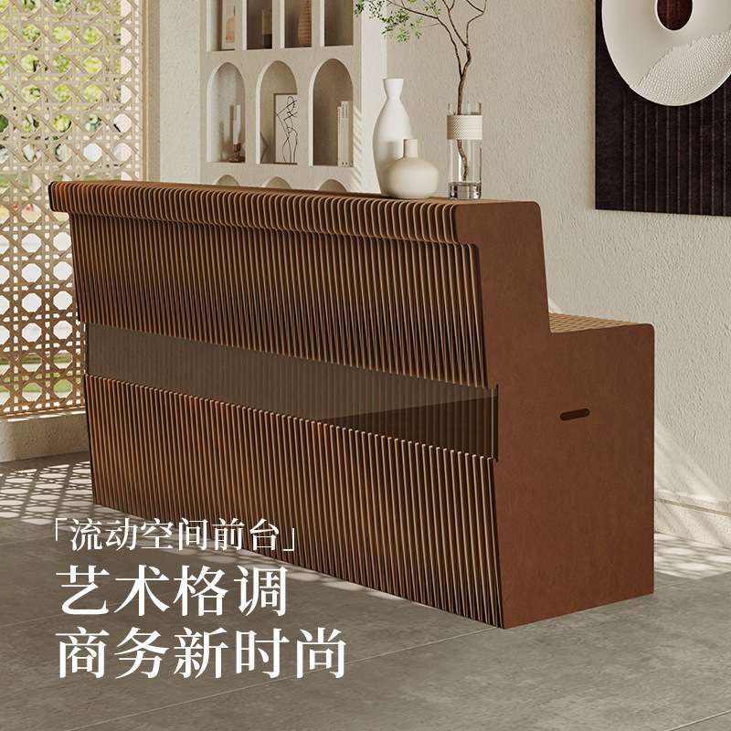 纸质前台展示架高低流水展示台长方形陈列架地台落地北欧展示桌