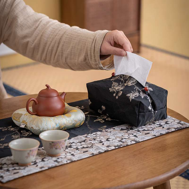 织锦缎刺绣白梅干泡茶席加厚防烫杯垫茶壶垫子小茶承茶具茶道配件