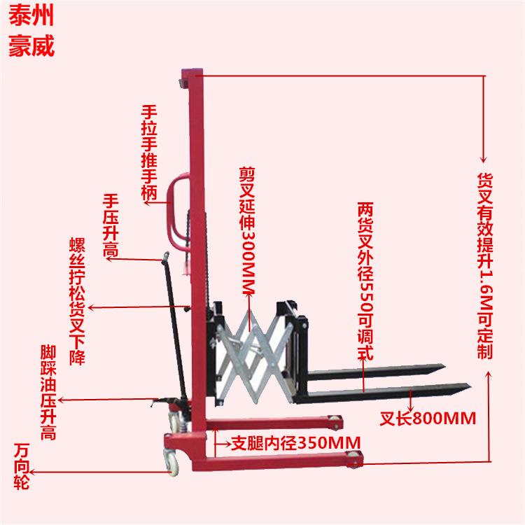 厂卖剪叉前移式手动液压叉车 前进式油压堆垛车托盘装卸搬运机