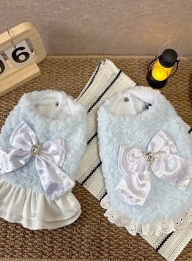 宠物衣服狗狗裙子马甲春秋加绒珍珠蝴蝶结猫咪狗狗泰迪比熊约克夏