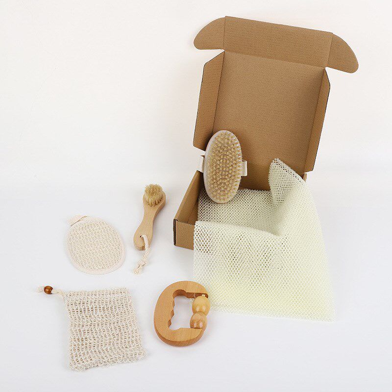 厂家搓澡巾6件套丝瓜片肥皂袋手拿小面刷滚轮按摩器洗澡沐浴套装