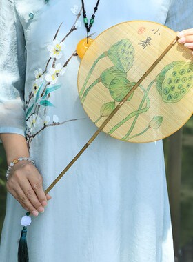 手工竹编竹扇子夏季纳凉文艺蒲扇古风扇团扇竹制工艺品老式竹编织