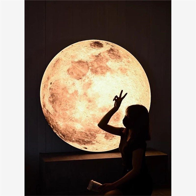 圆形卡布灯箱定制发光月球背景墙uv软膜无边框灯牌3d超大号月球灯,商业/办公家具,回收箱/环保箱,淘宝优惠券,粉丝福利购,淘宝优惠卷