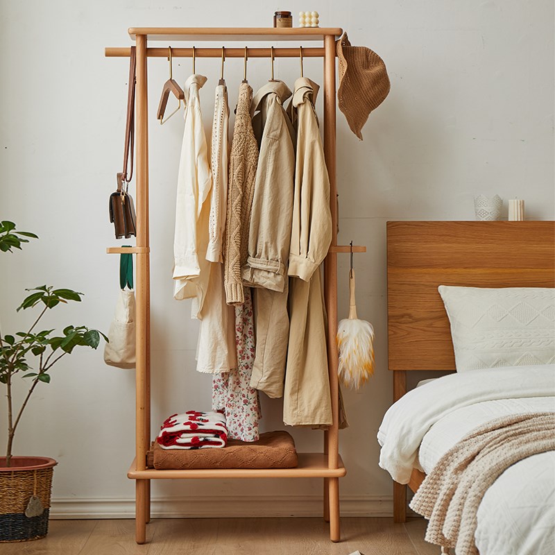 实木落地式衣帽架卧室挂衣架简约晾衣架家用网红小户型收纳衣服架