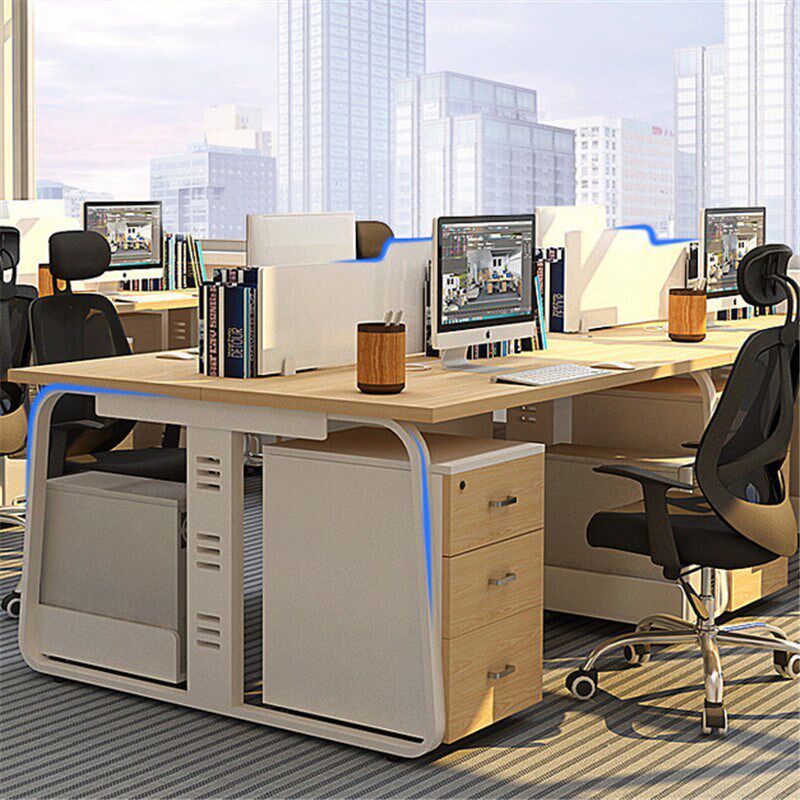 职员办公桌4人位上海办公家具简约现代工作位员工桌屏风办公桌椅