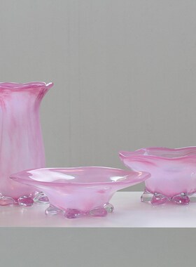 怡露工艺 新品玻璃花瓶花盆喇叭口果盘家居软装设计台面摆件