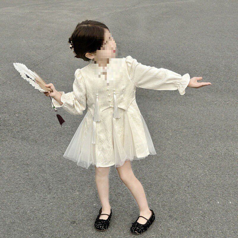 新中式女童连衣裙2024春秋季新款女宝宝流苏旗袍中国风洋气裙子潮