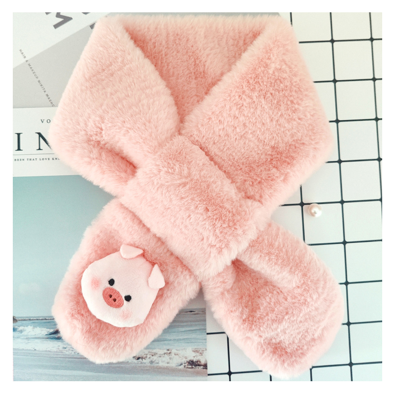 小笨猪围巾 可爱秋冬毛绒保暖 卡通猪猪围脖