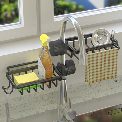 厨房水龙头置物架绵刷百洁布抹布收纳架洗碗洗菜池水槽架沥水篮海