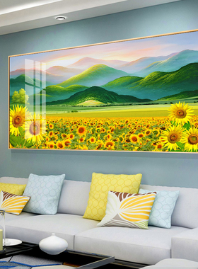 现代客厅装饰画背有靠山风景画沙发背景墙面壁画办公室挂画巨人山