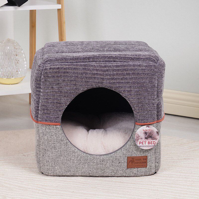 定制毛针织宠物窝方形屋宠物狗房子室内秋冬封闭式保暖狗窝猫窝