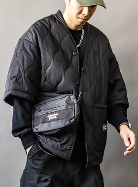 道袍棉服外套男装秋冬款日系半袖2023新款中式复古大码宽松潮牌痞