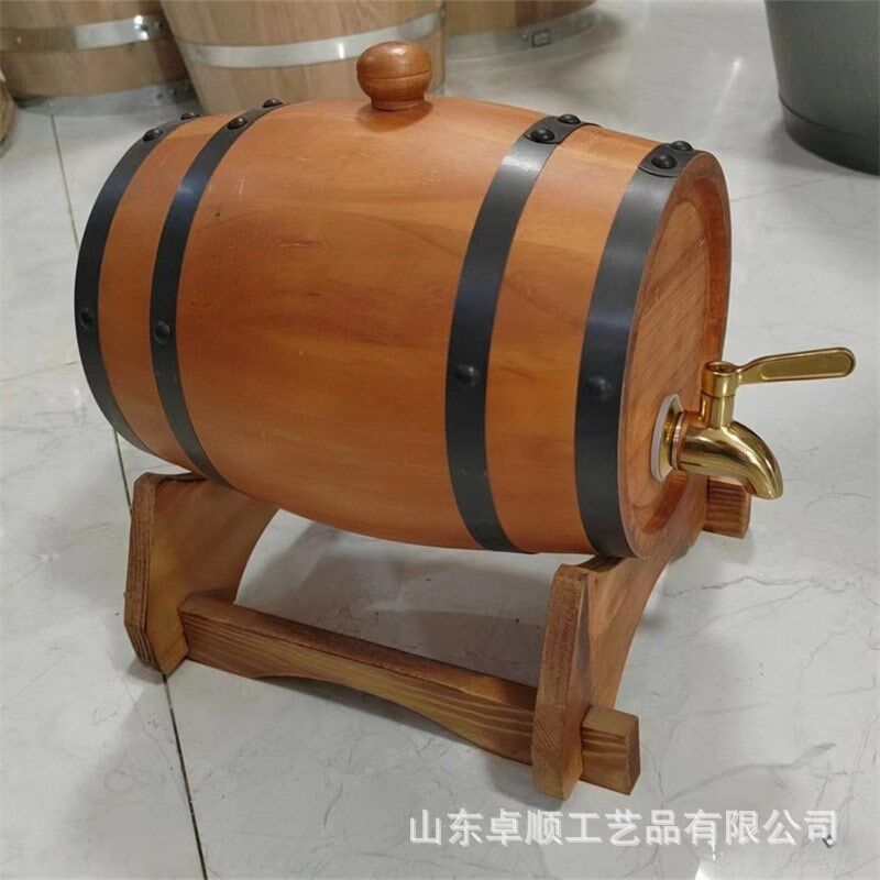 松木酒桶家用自酿白酒储藏木桶3L卧式葡萄酒啤酒桶餐厅实木红酒桶