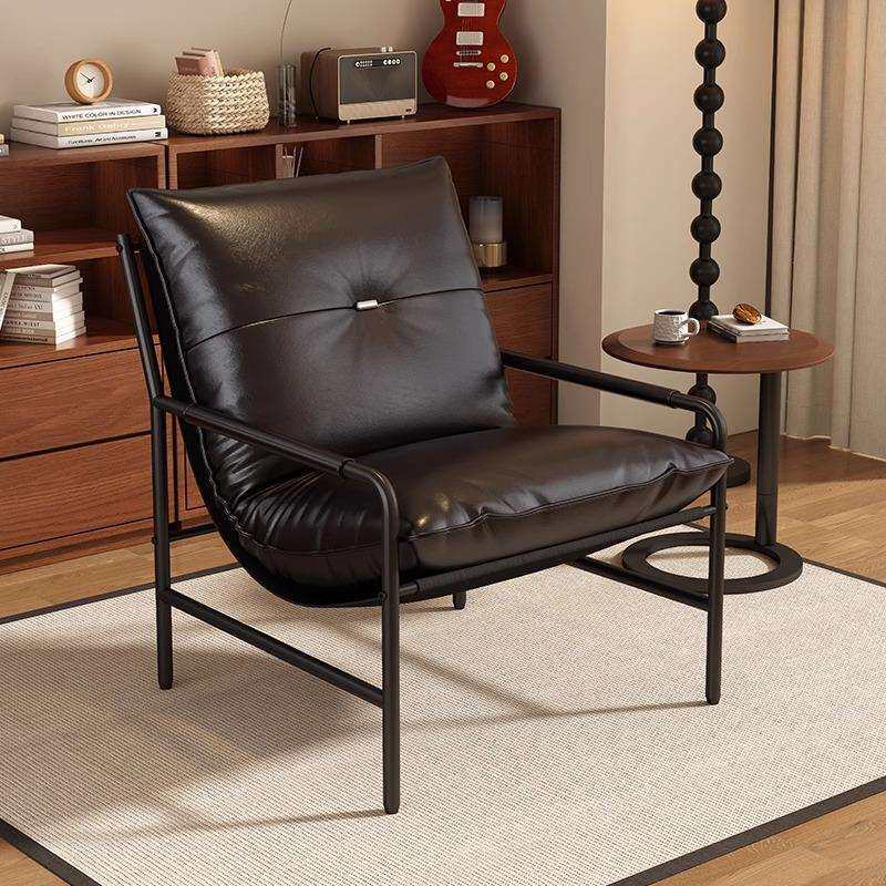 单人沙发椅简约客厅单人椅阳台休闲椅子设计师黑色沙发懒人椅子