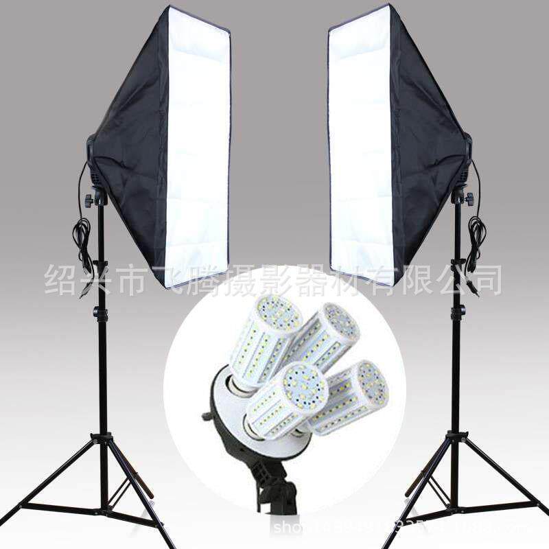 摄影器材摄影灯具 摄影棚配件四联灯 四灯头柔光箱2个+2米灯架2个