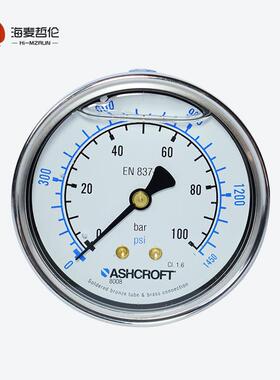 雅斯科ASHCROFT 638008A4G13CP0L100BR#充油 耐震波登管压力表