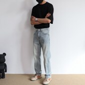 新款 宽松休闲长裤 美式 男潮牌窄版 2025夏季 直筒裤 水洗牛仔裤 修身 子