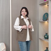 胖mm宽松显瘦高级感V领时尚 2024春秋气质西装 马甲女大码 西服外套