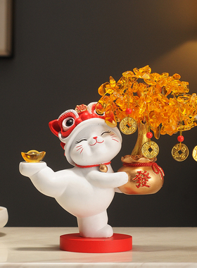 发财树招财猫摆件酒柜电视柜开业礼物店铺收银台客厅乔迁新居礼品