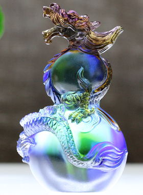 汉风琉璃葫芦工艺品生日礼物龙摆件招财风水镇宅 装饰品家居摆设