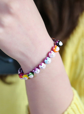 七夕新款敏匠现货女手工编织红手绳水晶猫情侣饰品送女友礼物