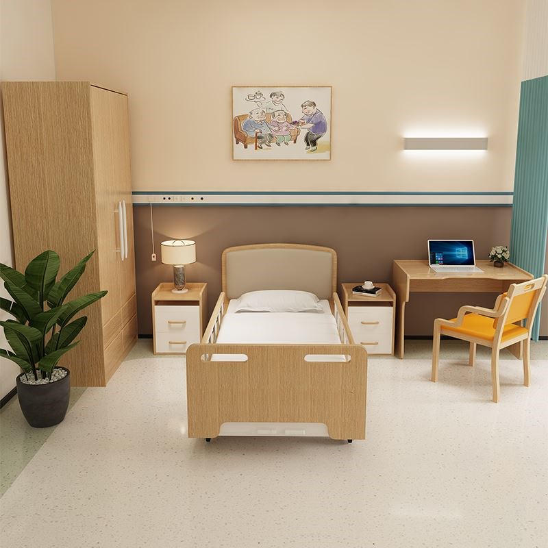 定制适老化家具养老院实木护理床多功能老人单人床家用有护栏扶手