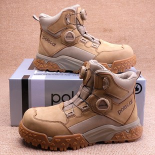 官售2000+ 头层牛皮双纽扣塑钢防砸男士劳保鞋防刺防滑4E宽楦徒步