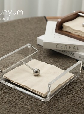 亚克力金属纸巾架轻奢酒店样板间客厅餐厅边几纸巾座餐桌装饰摆件