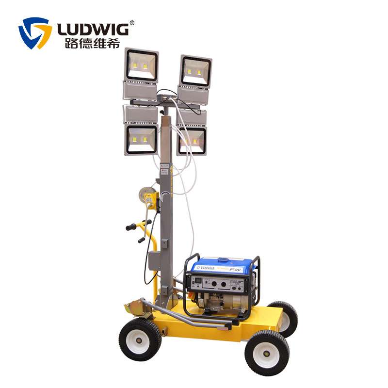 威克款手摇升降手推式移动照明车100W200瓦LED灯施工应急照明车