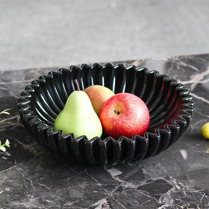 轻奢黑色锯齿边贝壳水果碗装饰品收纳果盘居家摆件样板房酒店摆设,电子元器件市场,其它元器件,淘宝优惠券,粉丝福利购,淘宝优惠卷