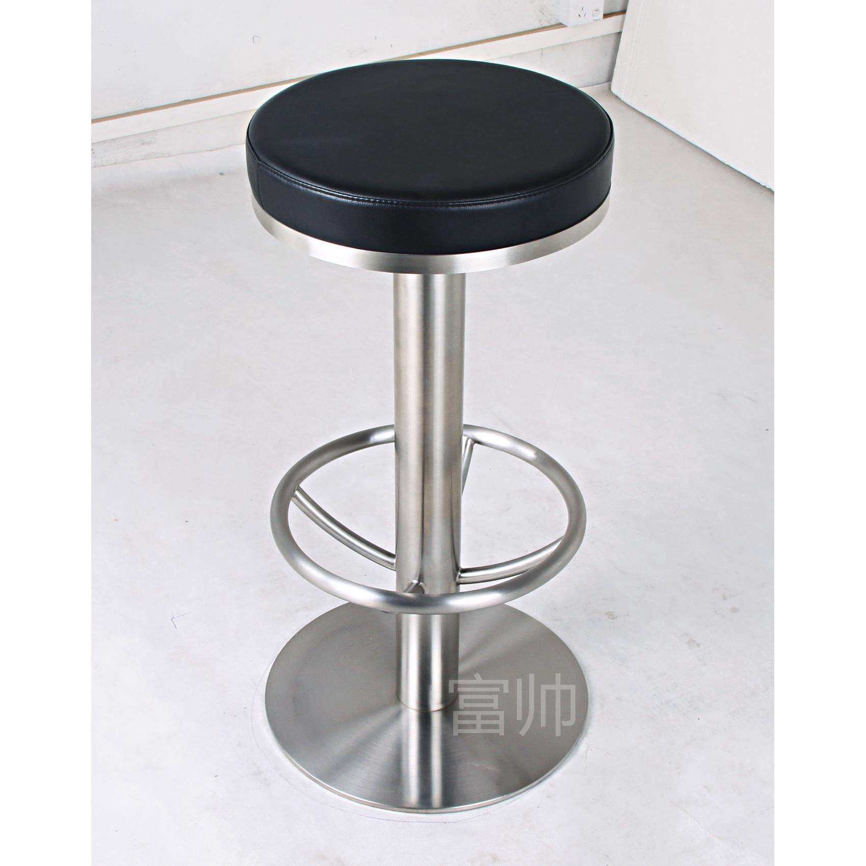 时尚简约拉丝不锈钢酒吧凳高脚椅KTV固定吧台椅